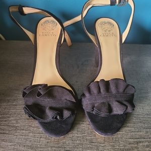 Vince camuto black strappy heels, size 9.